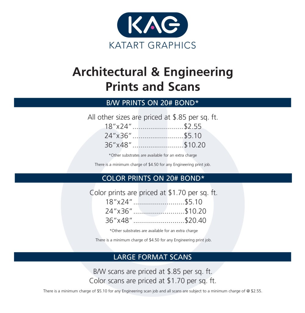 KatArt Graphics architectural and engineering services price list PDF