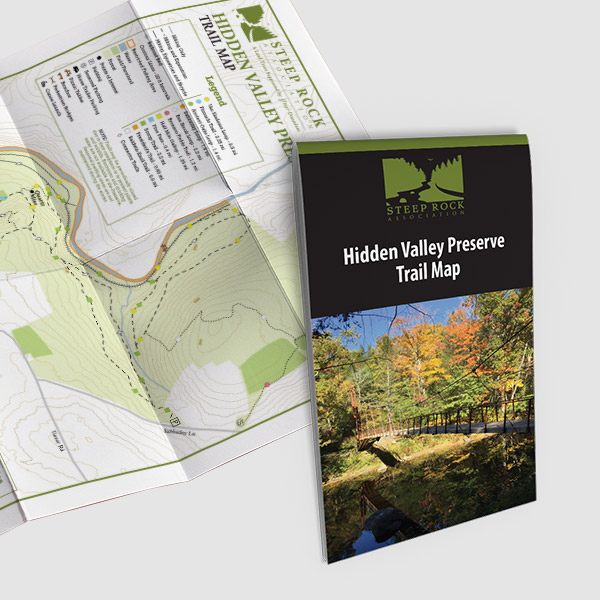 Folded and unfolded Hidden Valley Preserve Trail Map close-up